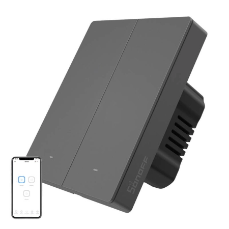 Włącznik światła SONOFF M5-2C-80 Matter over WiFi 2-kanałowy (grafitowy)