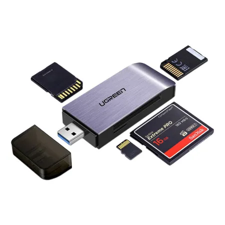 Czytnik kart UGREEN CM180 USB 4w1 SD/microSD/CF/MS (srebrny)