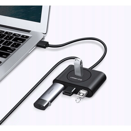 Hub USB UGREEN CR113 4-portowy USB 3.0 0.5m (czarny)