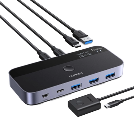 Przełącznik USB-C UGREEN CM691 4-portowy 2x1 (szary)