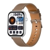 Smartwatch COLMI C28 Srebrny + brązowy skórzany pasek