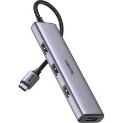 Hub UGREEN CM473 4w1 USB-C 4x USB 3.0 (szary) Hub UGREEN CM473 4w1 USB-C 4x USB 3.0 (szary)