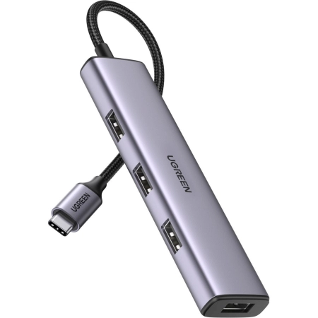 Hub UGREEN CM473 4w1 USB-C 4x USB 3.0 (szary)