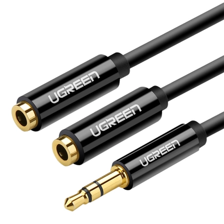 Kabel UGREEN AV123 jack 3.5mm-2x jack 3.5mm 25cm (czarny)