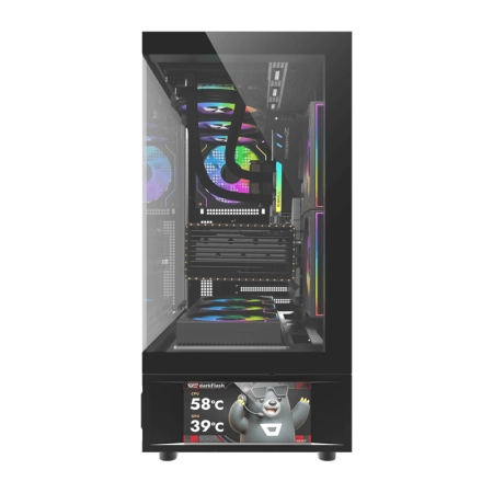 Obudowa komputerowa DarkFlash DS950V z wyświetlaczem (czarna) + 6 wentylatorów