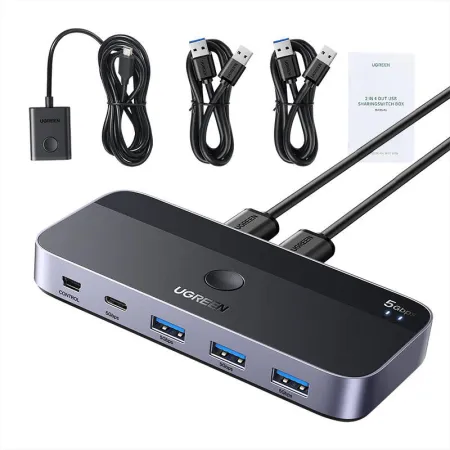 Przełącznik USB UGREEN CM662 2x4 liczba portów:4 (czarny)