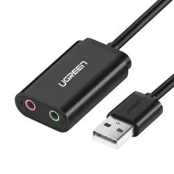 Karta dźwiękowa USB UGREEN US205 15cm (czarna) Karta dźwiękowa USB UGREEN US205 15cm (czarna)