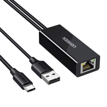 Adapter UGREEN CR110 USB-C-RJ45 100Mb/s (czarny)