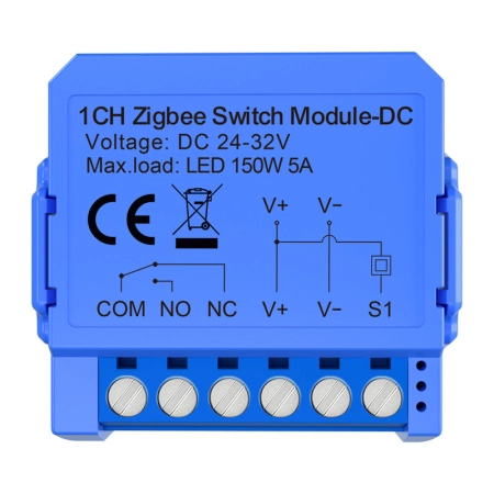 1-kanałowy moduł przełącznika ZigBee ze stykiem beznapięciowym  Avatto ZWSM16-DC32V-1